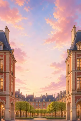 Décor du jeu inspiré de Place des Vosges