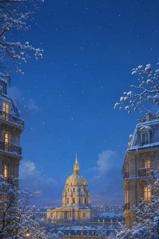 Décor du jeu inspiré de Invalides enneigés